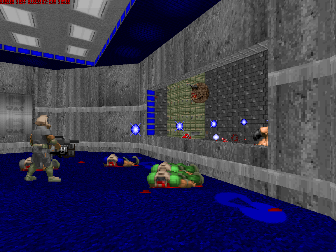 Arena combat with monsters attacking through a viewing window.